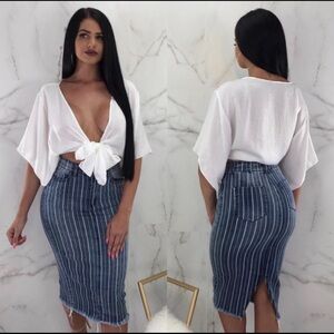 NWT DENIM STRIPED SKIRT!
